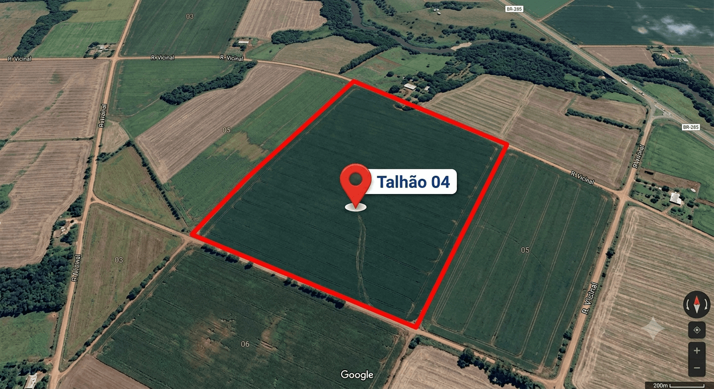 Mapa esquemático de talhões da fazenda